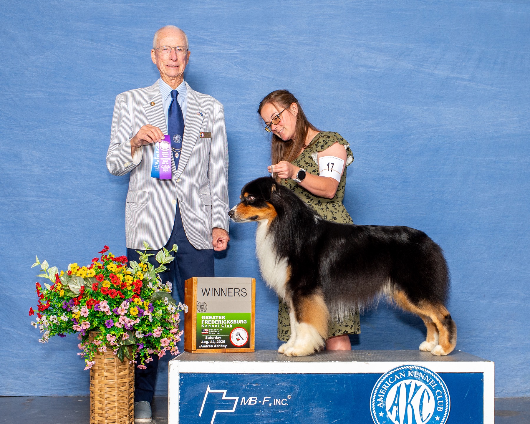 Strike receiving his latest conformation win at the Greater Fredericksburg Kennel Club
